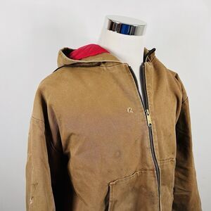 Art Flo 2XL Vintage USA Made Canvas Work Jacket Tan Cotton Heavily Distressed
